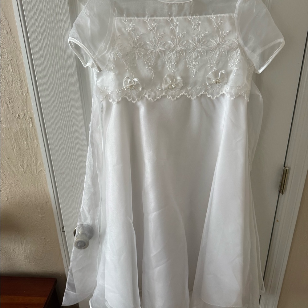 Bonnie Jean White Formal Kids Dress First Communion Easter Flower Girl